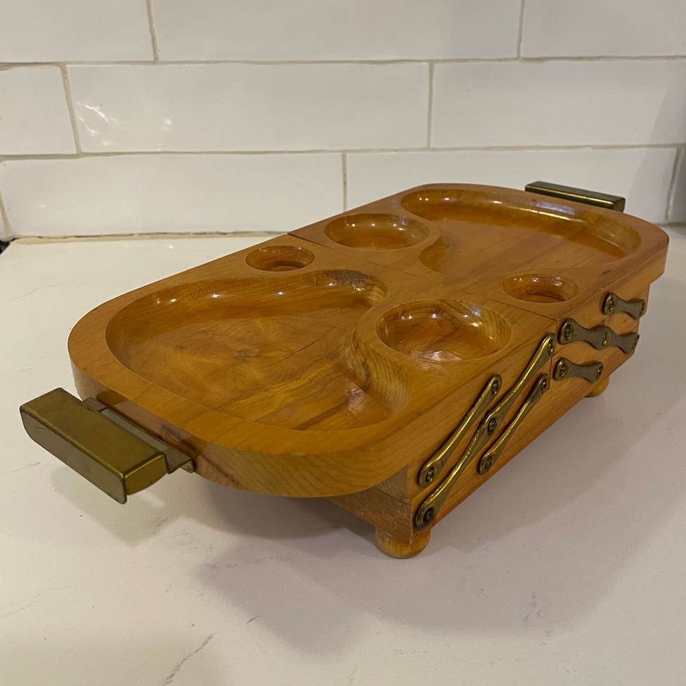 Karoff wood folding plate tray